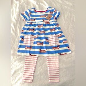 Mini Boden Dress and Leggings Set size 6-7